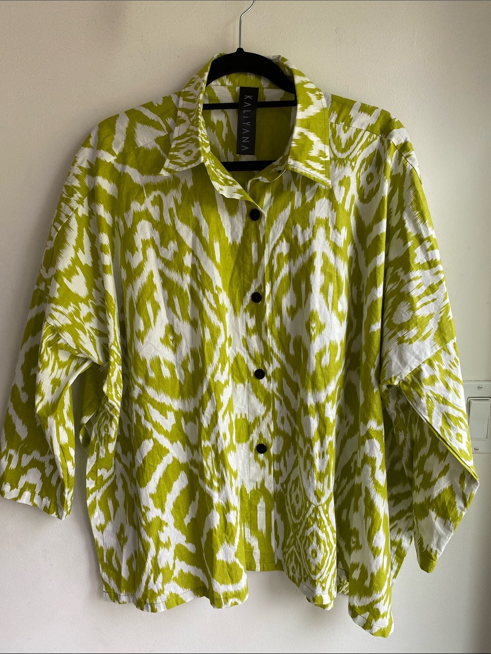 Kaliyana Cotton Green Oversized Shirt Jacket